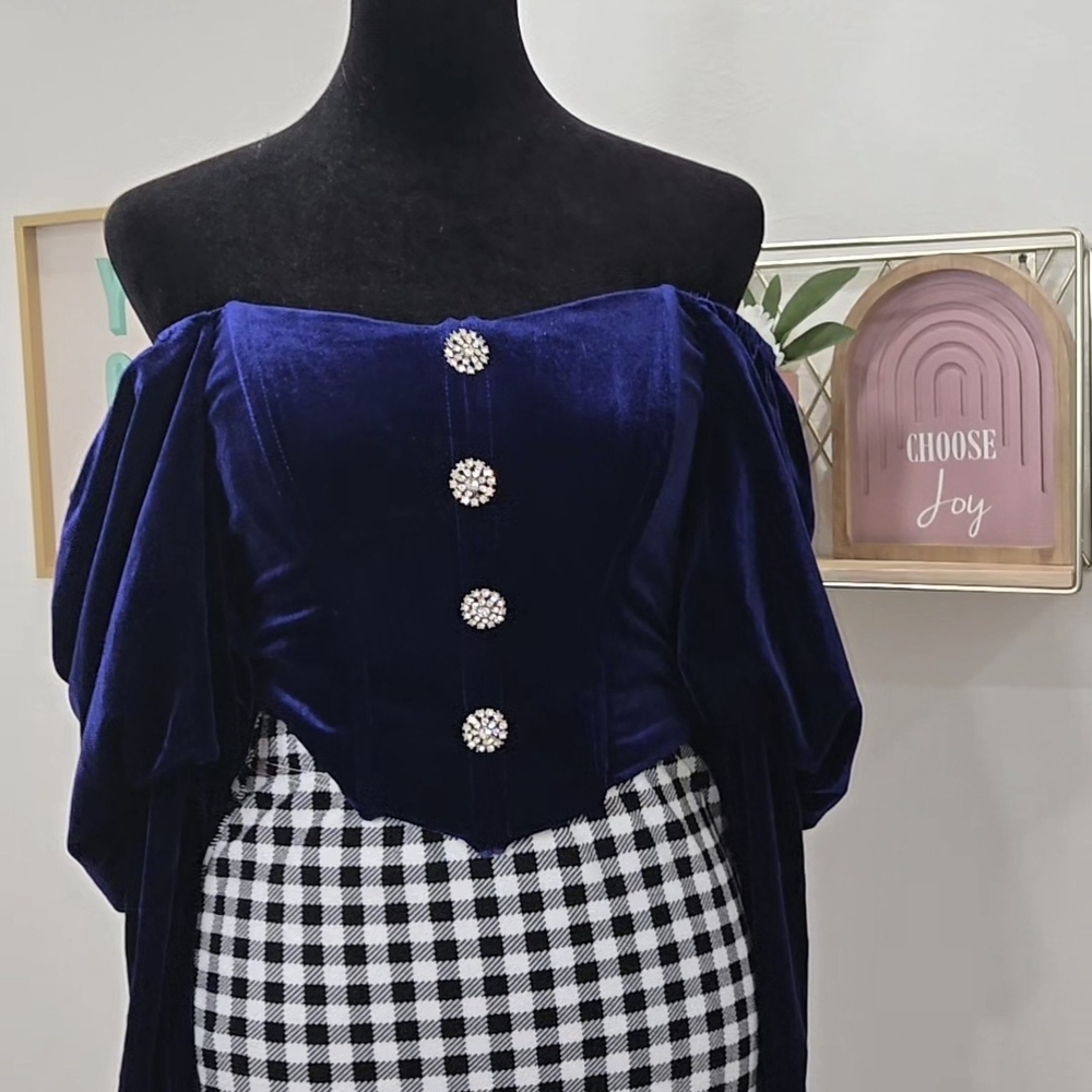 DO+BE Royal Blue Off-Shoulder Blouse